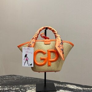 Gilda Paris Orange Straw Tote